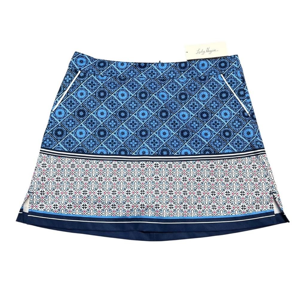 Lady Hagen NWT Women’s A-Line Floral Skort Blue and White Sz 12